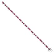18ct White Gold 0.80ct Diamond & 5.00ct Ruby Bracelet