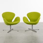 Arne Jacobsen (1902-1971) for Fritz Hansen, 'The Swan', A Pair of Armchairs. Denmark, 2007.