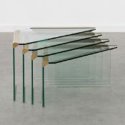 Gigi Radice & Pierangelo Gallotti (XX) A Set of Four Triangular Nesting Side Tables, Glass and Brass