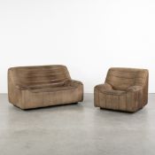 De Sede, DS 84, A Leather Two-Seater Settee and Lounge Chair. Switzerland, circa 1970.