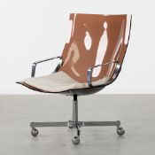 Raphael Raffel (1912-2000) An Office Chair, Chrome-plated Metal and Plexiglass, circa 1970.