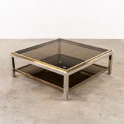 Jean Charles (XX-XXI) A Large Coffee Table, Chrome-plated and Gilded Metal. Circa 1970.