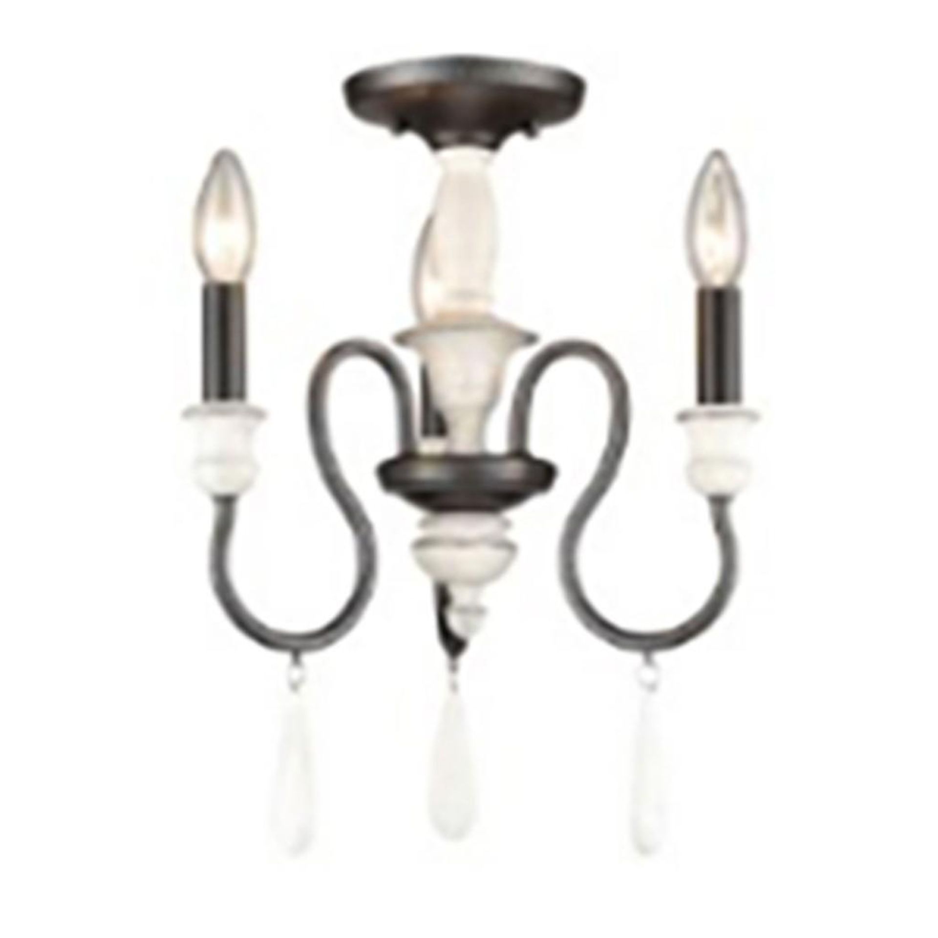 (24) Allen + Roth WH/BK French Farmhouse Semi Flush