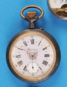 Regulateur, große Metall-Taschenuhr mit Brückenwerk und Ankergang