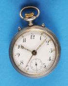Junghans Silbertaschenuhr mit Wecker im aufstellbaren Gehäuse
