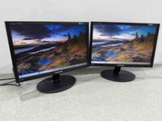2no. Samsung EX1920W 19” LCD Monitors 100-240v, With Power Supplies & Adapter Cables