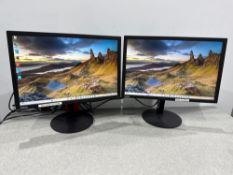 2no. Lenovo T2254pC LCD Monitors 100-240v, With Power Supplies, Display Ports Not Included