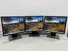 3no. Dell P1917Sc 19” Flat Panel Monitors 100-240v, With Power Supplies, Display Ports Not Included