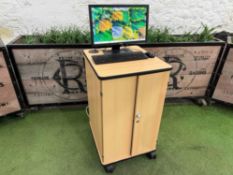 Multimedia Mobile AV Cabinet, With IT Setup Comprising; Dell E2011Ht 20” Monitor 100-240v, Netgear