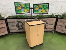 Multimedia Mobile AV Cabinet, With IT Setup Comprising; AOC 215LM00032 21” Monitor 100-240v, Benq