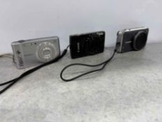 3no. Digital Cameras; Canon PC1620, Canon IXUS190 & Sony DSC-W800 With 3no. Canon Battery