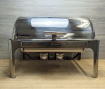 NEW 9.5 QT STAINLESS STEEL ROUND CHAFING DISH WITH ROLL TOP COVER - OMCAN 41821