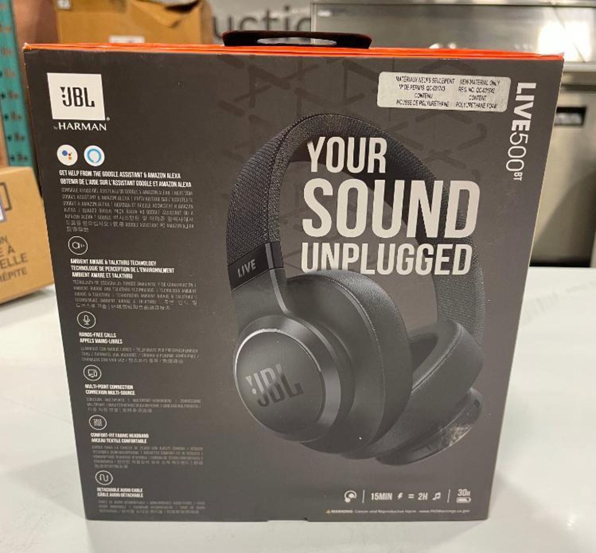 NEW JBL LIVE 500BT WIRELESS OVER-EAR HEADPHONES - Image 2 of 4