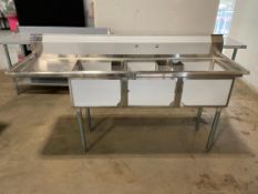 NEW STAINLESS STEEL TRIPLE WELL SINK WITH 18