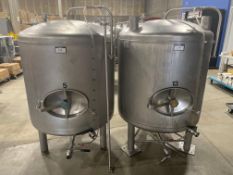 (2) NSI 1,000L STAINLESS STEEL UNJACKETED MATURATION TANKS - DOUBLE STACK, 2,000L TOTAL CAPACITY