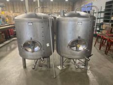 (2) NSI 1,000L STAINLESS STEEL UNJACKETED MATURATION TANKS - DOUBLE STACK, 2,000L TOTAL CAPACITY