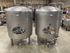 (2) NSI 1,000L STAINLESS STEEL UNJACKETED MATURATION TANKS - DOUBLE STACK, 2,000L TOTAL CAPACITY