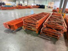 Lot of (21) Asst. 42” X 16’ Pallet Racking Uprights and (58) 8’ Beams