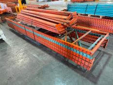 Lot of (5) 42” X 16’ Pallet Racking Uprights and (25) 8’ Beams