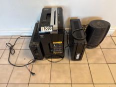 Lot of (2) UPS Battery Backups, (1) Paper Shredder and (1) Space Heater