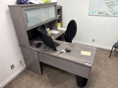 L-Shaped Desk w/ Overhead Hutch, Task Chair (Contents of Desk Not Included)