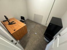 Contents of Office including Single Pedestal Desk, (1) Side Chair, (1) 3-Drawer Lateral Filing Cabin