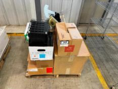 Pallet of Asst. Office Supplies, Including File Organizers, Label Printer, Hole Punch, etc.