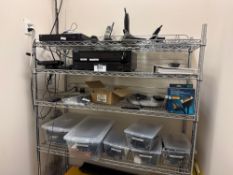 Lpt of Asst. AV Reciever, Phones, Cords, Wire Shelf, Trade Show Display, etc,