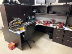 L-Shaped Desk w/ Overhead Hutch, Task Chair