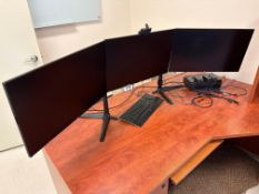 Lot of (3) LG Monitors, Triple Monitor Stand, Keyboard, etc.
