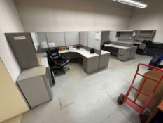 Lot of 3-Desk Cubicle Unit w/ (3) Task Chairs