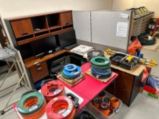 L-Shaped Desk w/ Overhead Hutch (Contents Not Included)