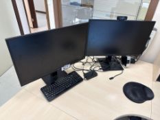 Lot of (2) LG Monitors, Surface Dock, Paper Shredder, HP Printer, etc.