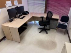 L-Shaped Desk w/ (1) Task Chair and (1) Side Chair