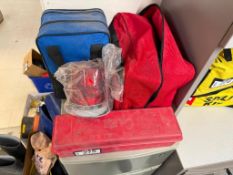 Lot of Triangle Road Flare Kit, Red Strobe Light, Survival Bag and Road Hazard Kit