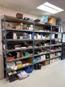 Contents of (3) Sections of Shelving including Asst. Office Supplies, Garbage Bags, Printer Ink, etc