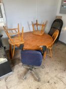 51” Round Wood Table w/ (3) Wood Chairs, (1) Task Chair and (4) Folding Chairs