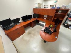 Lot of U-Shaped Desk w/ Overhead Hutch, etc.