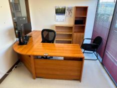 Lot of L-Shaped Desk w/ (2) Asst. Shelves, (1) Task Chair and (1) Side Chair