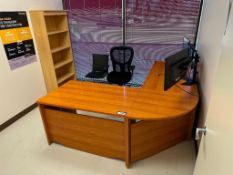 Lot of L-Shaped Desk w/ (1) Task Chair, (1) Bookshelf, etc.