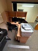 L-Shaped Desk w/ Overhead Hutch and (1) Task Chair (Contents Not Included)