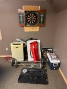 Lot of (2) Dart Boards, Poker Set, Air Conditioner, Weight Set, etc.