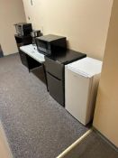 Lot of (2) Bar Fridges, (1) Microwave, (1) Coffee Maker, (1) Toaster Oven, etc.