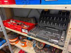 Lot of Asst. Sockets, Ratchet Set, Wrench Roll, etc.