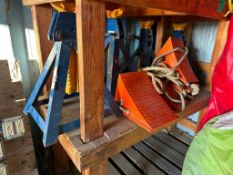 Lot of (4) Lincoln 7-Ton Jackstands and (4) Asst. Wheel Chocks