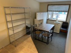 Lot of Dining Room Table, Refrigerator, Wire Rack, Air Conditioner, Garbage Can, etc.