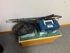 Lot of Asst. Fishing Supplies Including Asst. Rods, Tacklebox, Net, etc.