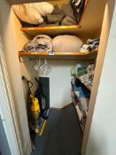 Contents of Storage Closet including (2) Vacuums, Asst. Linen, etc.