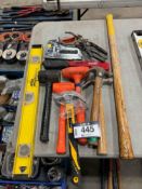 Lot of Hammers, Sparkless Hammers, Stapler, Level, Axe Handle, etc.