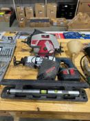 Lot of Johnson Level, Bosch Cordless Reciprocating Saw w/ Charger and Craftsman Circular Saw